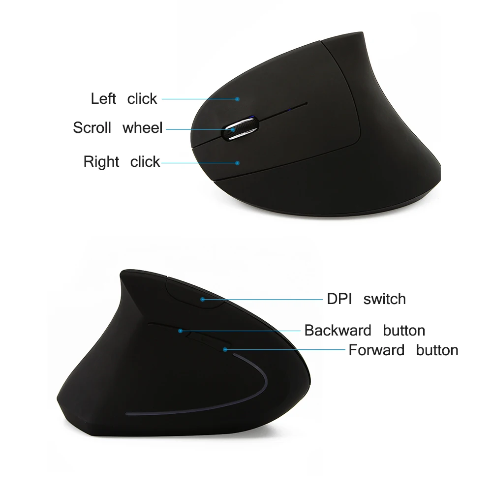 Ratón Vertical ergonómico 2,4G, inalámbrico, para zurdos, Ordenador de oficina, Gaming, con cable USB, óptico, para ordenador portátil, PC - imagen 5