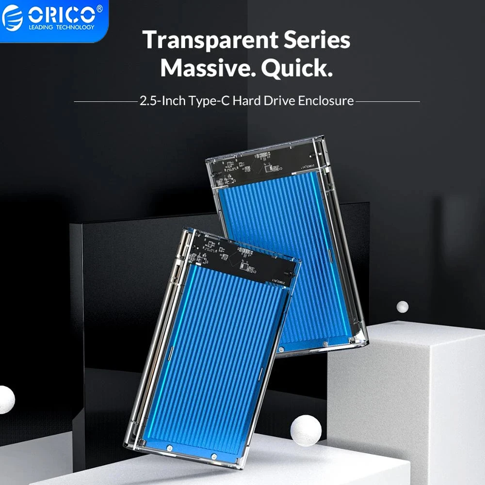 ORICO-carcasa de disco duro externo, carcasa de HDD 2,5 SATA a USB 3,0, adaptador para SSD, tipo C 3,1