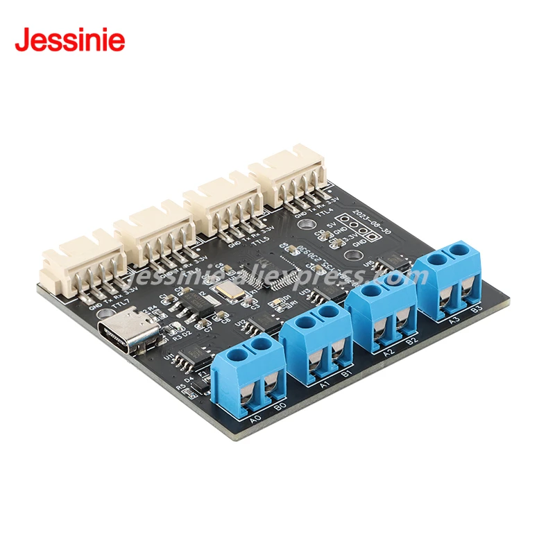 1 unidad USB a 8 canales puerto serie RS485 tipo C a módulo Uart Hub multicanal USB a 4 canales UART TTL + 4 vías RS485 CH348 - imagen 5