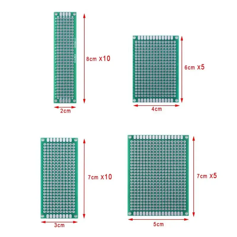 40 Uds 5x7 4x6 3x7 2x8 prototipo de doble cara PCB placa impresa Terminal de placa de soldadura Kit surtido recto de una sola fila - imagen 4