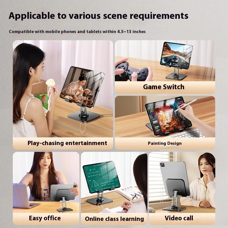 Soporte para tableta y teléfono, diseño plegable giratorio de 360 grados para escritorio, Compatible con iPad, dibujo, transmisión en vivo, observación - imagen 4