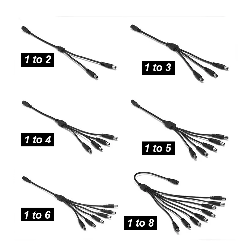 Cable de extensión divisor de corriente de 12V CC, conector Jack macho hembra de 5,5x2,1mm para cámara CCTV, tira de luz LED, adaptador de CA - imagen 2