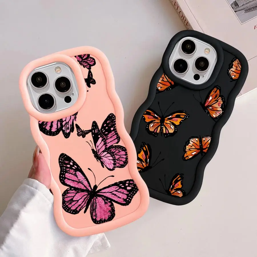 Funda para iPhone 12 XR 14 16 Pro Max 15 Plus 17 Air 13 8 11 Funda de teléfono suave Mariposa de dibujos animados - imagen 5