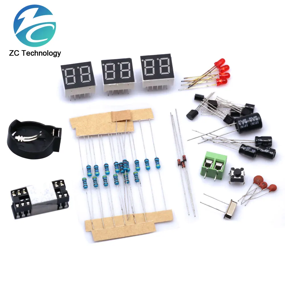 Kits de bricolaje AT89C2051 reloj electrónico, tubo Digital, pantalla LED, Suite, módulo electrónico, piezas y componentes, DC 9V - 12V - imagen 3