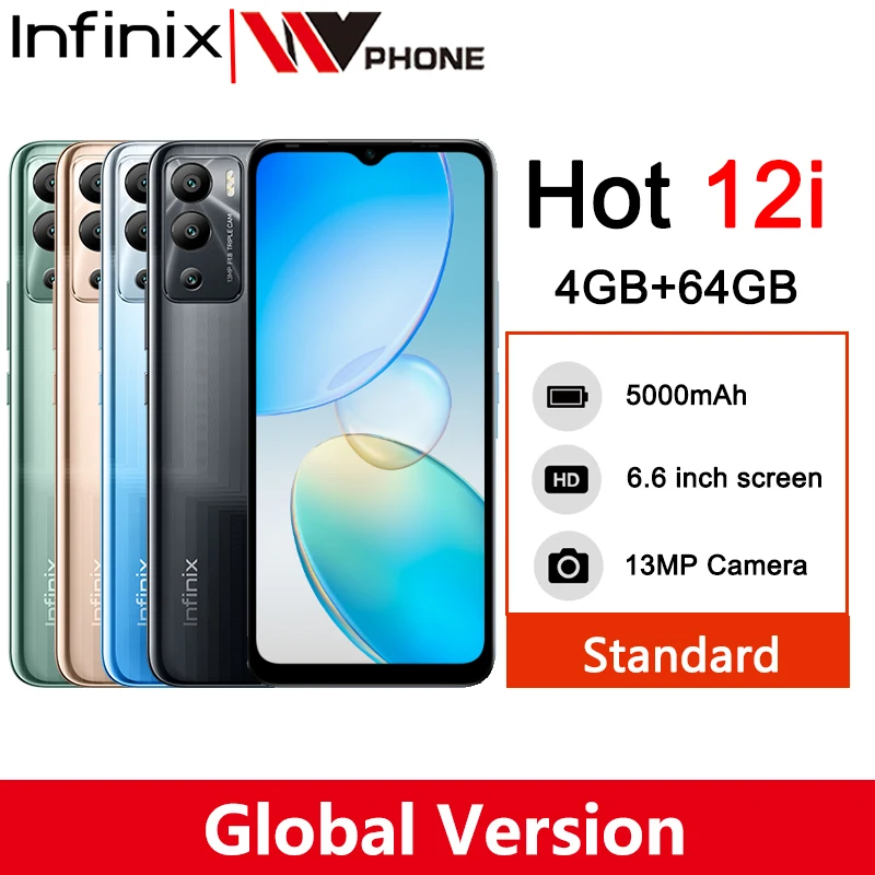 Infinix-teléfono inteligente 12i con Android 11, Smartphone con 4GB y 64GB, batería de 5000mAh, pantalla superbrillante HD de 6,6 pulgadas, Triple CÁMARA DE 13MP de gran apertura
