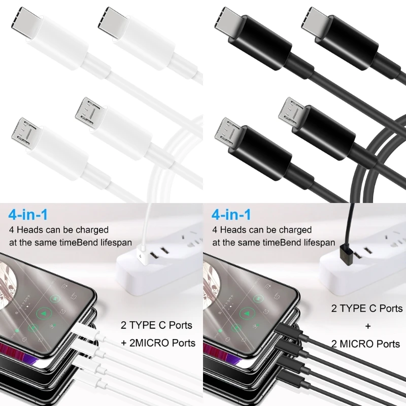 Cable USB-C 4 Puertos – 2 USB-C + 2 Micro USB - imagen 2
