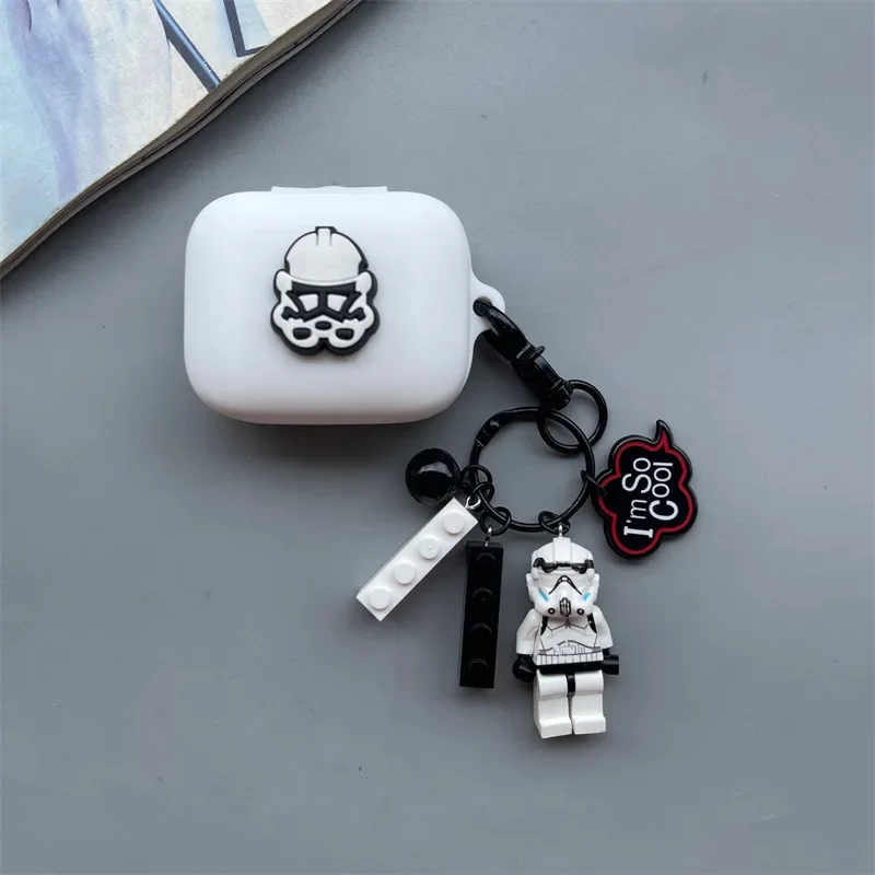 Funda blanda de silicona con dibujos animados en blanco y negro para Redmi Buds 6, funda protectora activa para auriculares Redmi Buds 4 Active con llavero - imagen 4