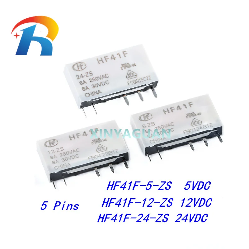 Relé Delgado HF41F - 5 12 24-zs-hs-zst-hst, HF41F-24-ZS, 5V, 12V, 24VDC, 4/5 pines, 6A, 41F-1Z-C2-1, 10 unidades - imagen 3