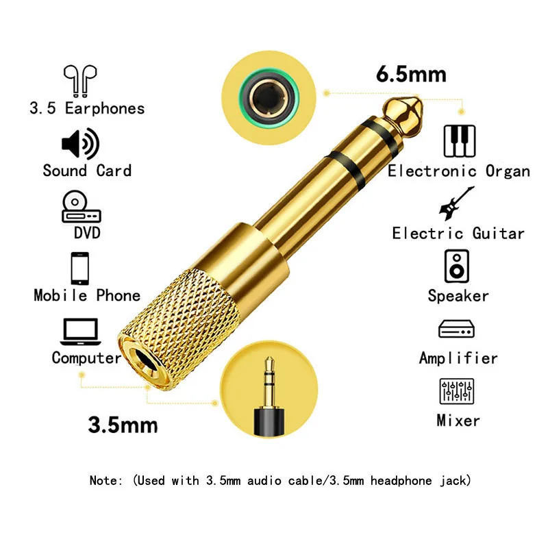 Adaptador Jack 3,5mm Macho a 6,35mm Hembra – Audio - imagen 3