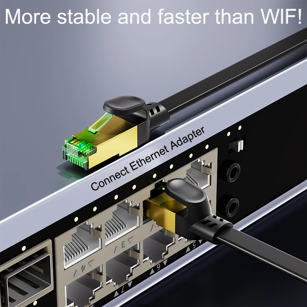 COMNEN nuevo Cable Ethernet plano Cat8 de 40Gbps, red de doble escudo de Internet de alta velocidad de 2000MHz para jugadores de enrutador de PC PS5 - imagen 5