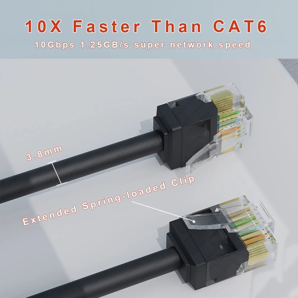 COMNEN Cat6/Cat6a paquete de 8 Cable de conexión Ethernet para enrutador Cat6a delgado 10G compatible con Cable de conexión Cat 6A para cable de red de enrutador - imagen 3