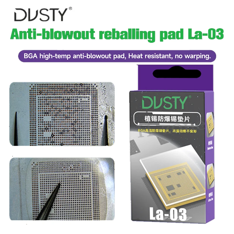 Almohadilla de Reballing Antiexplosión MECHANIC La-03, 20x20mm, Vidrio Blanco, para BGA, Soldadura de Bolas, Reparación de CPU, GPU, Chip, Teléfono