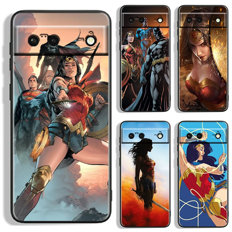 Película Wonders Womans Hero para Google Pixel 9 8 7A 7 6A 6 5A 5 4 4A XL 5G funda de silicona negra a prueba de golpes para teléfono