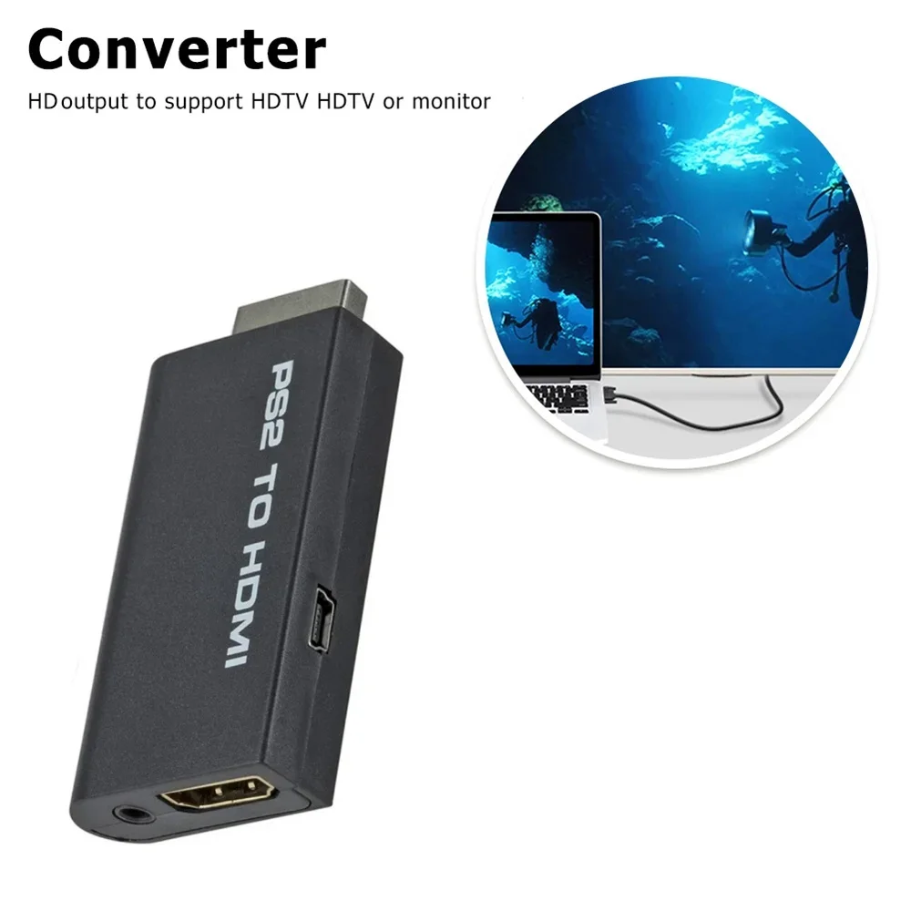 Convertidor portátil de Audio y vídeo PS2 a HDMI HD 480i/480p/576i con salida de Audio de 3,5mm compatible con todos los modos de visualización de PS2 PS2 a HDMI