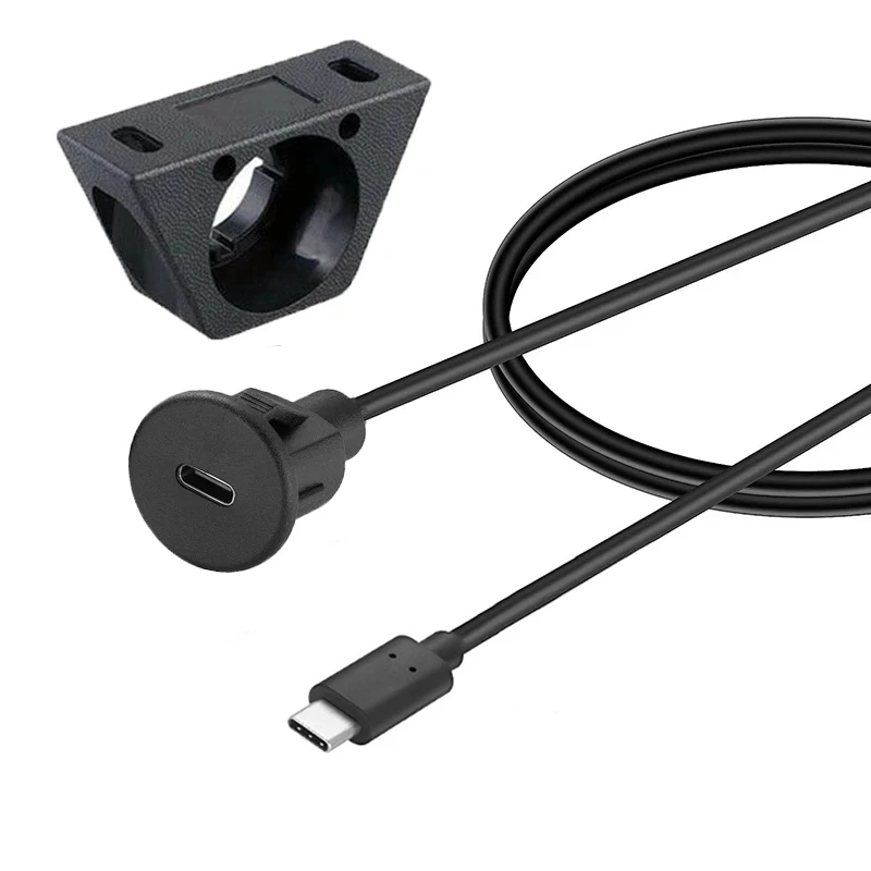 Cable de extensión USB 2,0 3,0 tipo C macho a hembra, Cable de datos de montaje en Panel empotrado con para salpicadero de coche, camión, barco y motocicleta, 1m