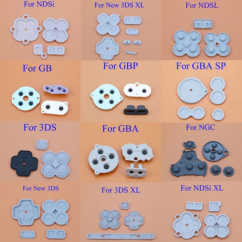 YUXI 1 Juego de botones conductores de goma de silicona A B D papá para GB GBA GBASP GBC GBP NDSL NDSi nuevo 3DS LL XL NGC nuevos accesorios 3DS