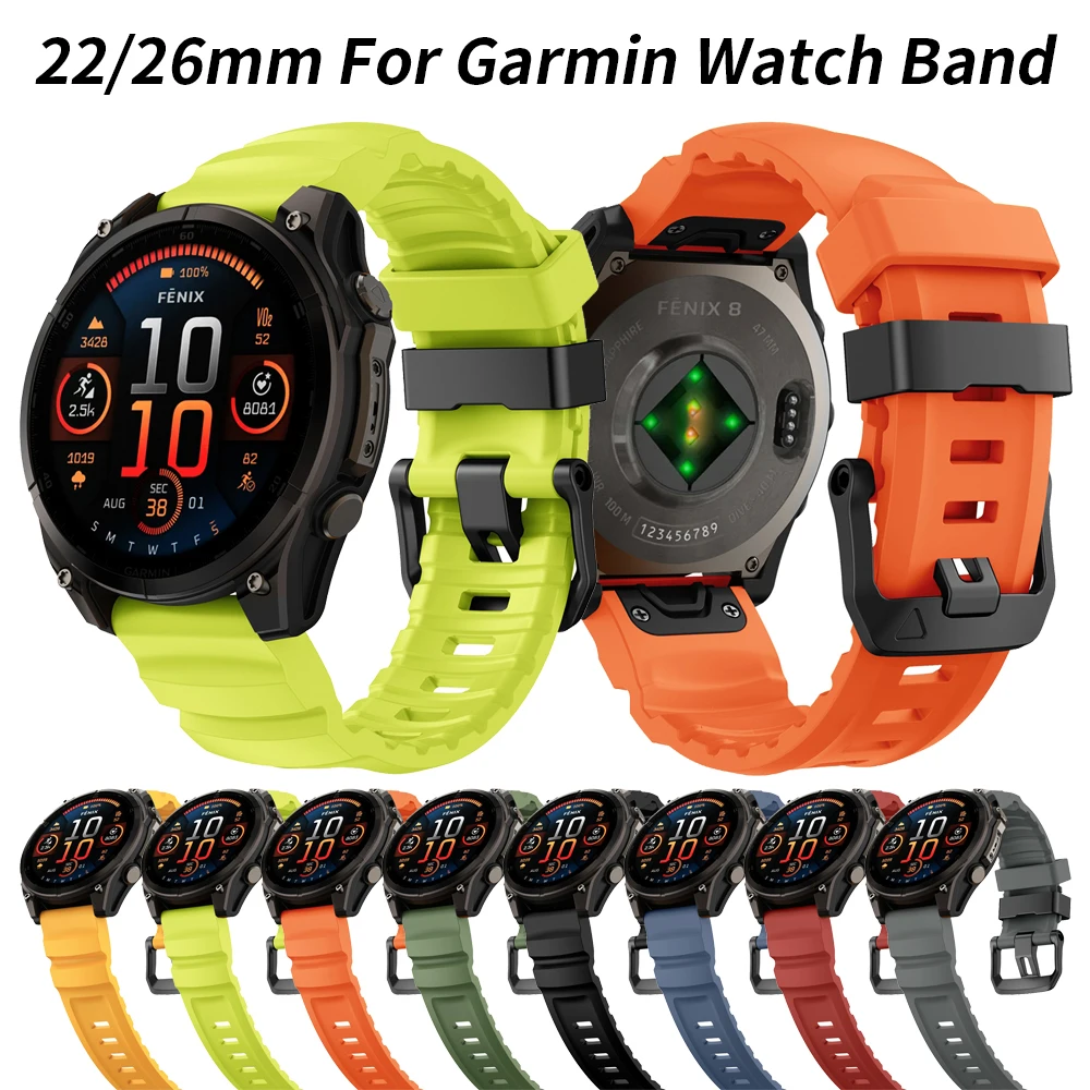 Correa QuickFit de 22mm y 26mm para Garmin Fenix 8 E, correa de silicona para Garmin Fenix 7 7X 5Plus 6XPro Enduro 2, pulsera de reloj