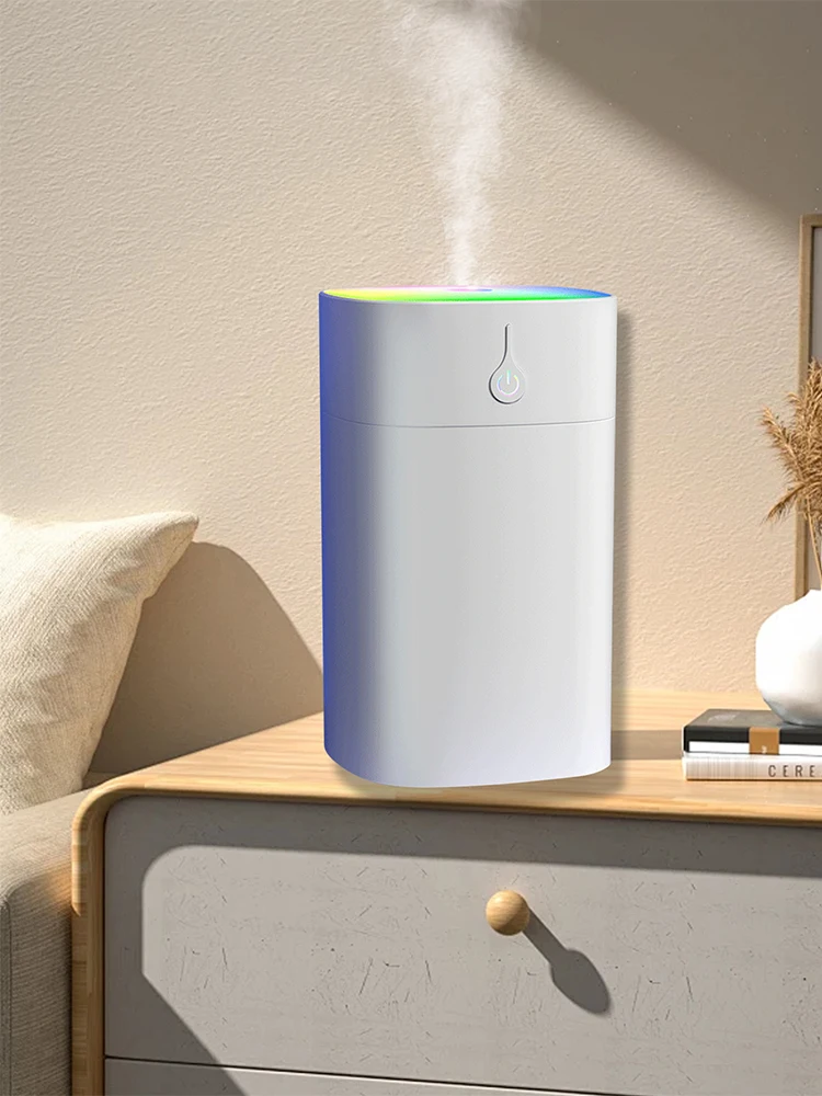 Pequeño humidificador de taza de luz de color cuadrado, puede cambiar la forma de pulverización, pequeño humidificador portátil, adecuado para escritorio/coche