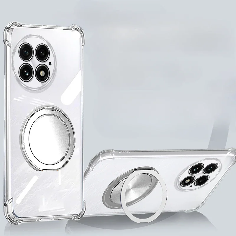 Funda para Oneplus 13 R 12 R 11 10T ACE 5 Pro 2Pro ACE 2V Nord 4 soporte de anillo magnético Airbag cubierta de silicona transparente a prueba de golpes