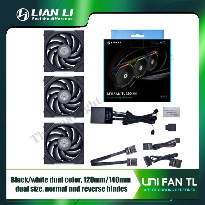 LIAN LI UNI-ventilador TL120 140 PC, radiador RGB para armario, Gen. 4. ª evolución del rendimiento Hoja delantera/inversa, paquete de 1 / 3 piezas
