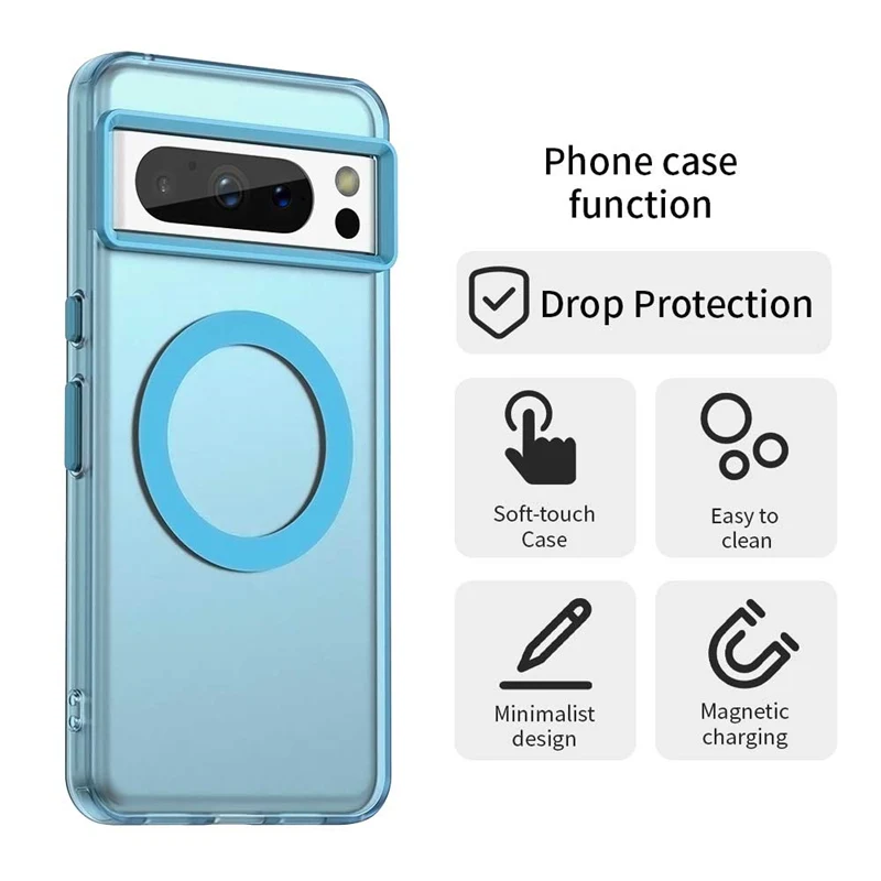 Funda de teléfono mate magnética para Google Pixel 8 Pro, Funda trasera con carga inalámbrica Magsafe para Pixel 8 8a, sensación de piel, Funda чехол - imagen 4