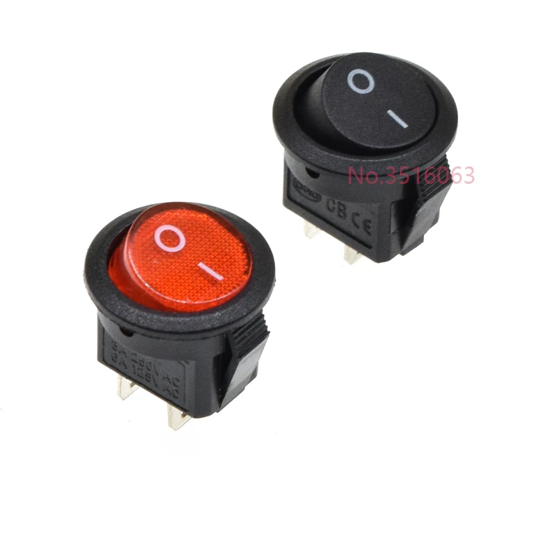 10 Uds rojo/negro KCD1 2PIN 15mm encendido/apagado interruptor basculante de barco redondo DC AC 3A/250V tablero de instrumentos de coche - imagen 2