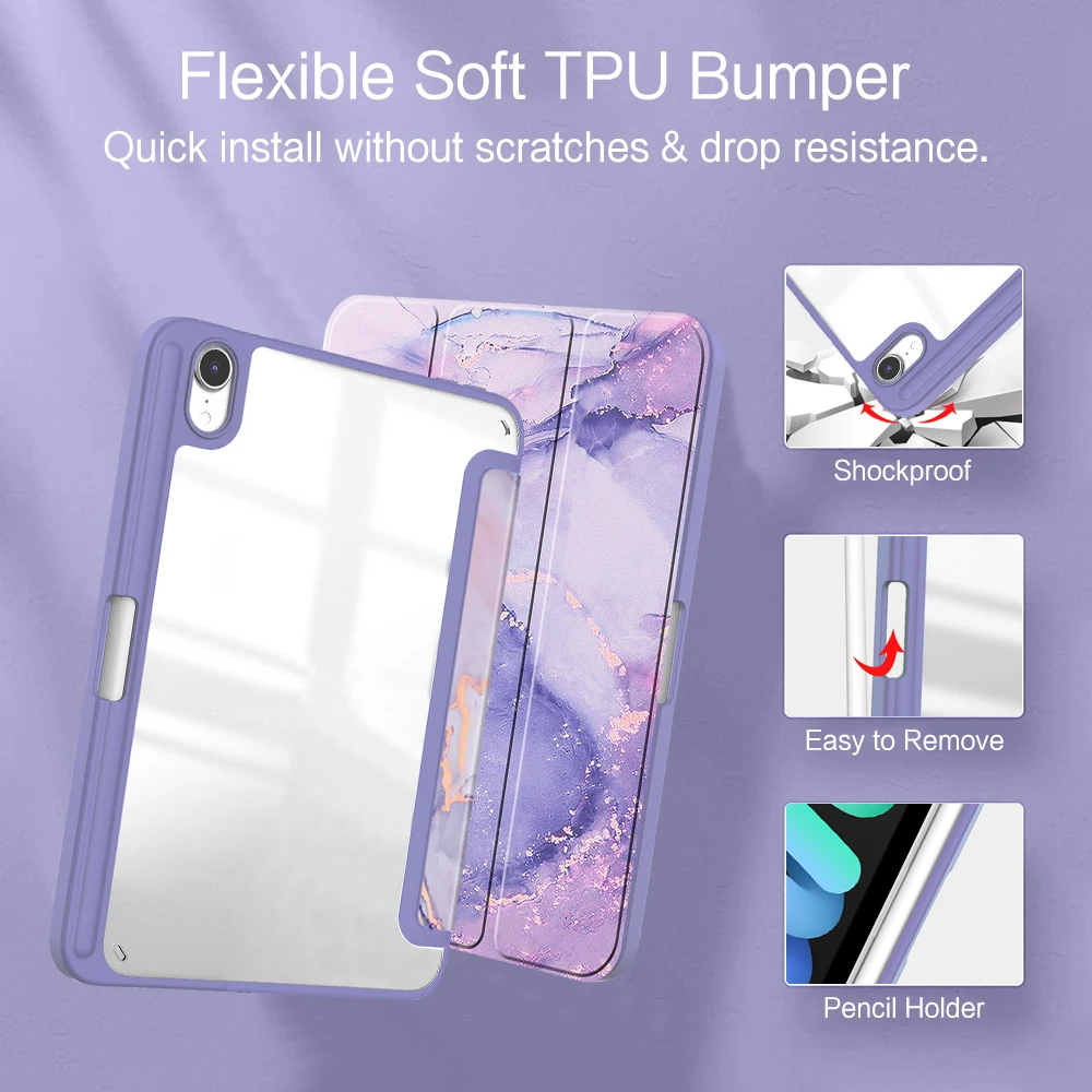 HUWEI Funda para iPad Mini 7 8,3 "A2995 A2996 A2993 Funda con soporte triple para iPad Mini 6 Mini7 Mini A17 Pro Tablet Funda Capa - imagen 4