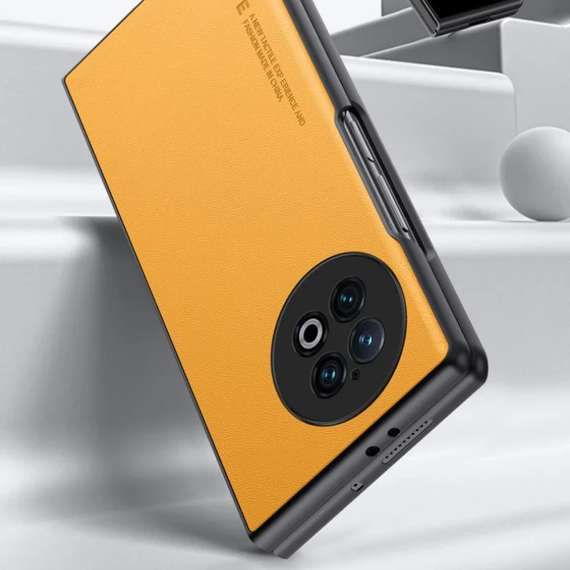 Para Vivo X Fold5 funda de teléfono con pantalla plegable para X Fold 5 FOLD5 XFold5 Funda protectora con patrón de cuero liso carcasa trasera
