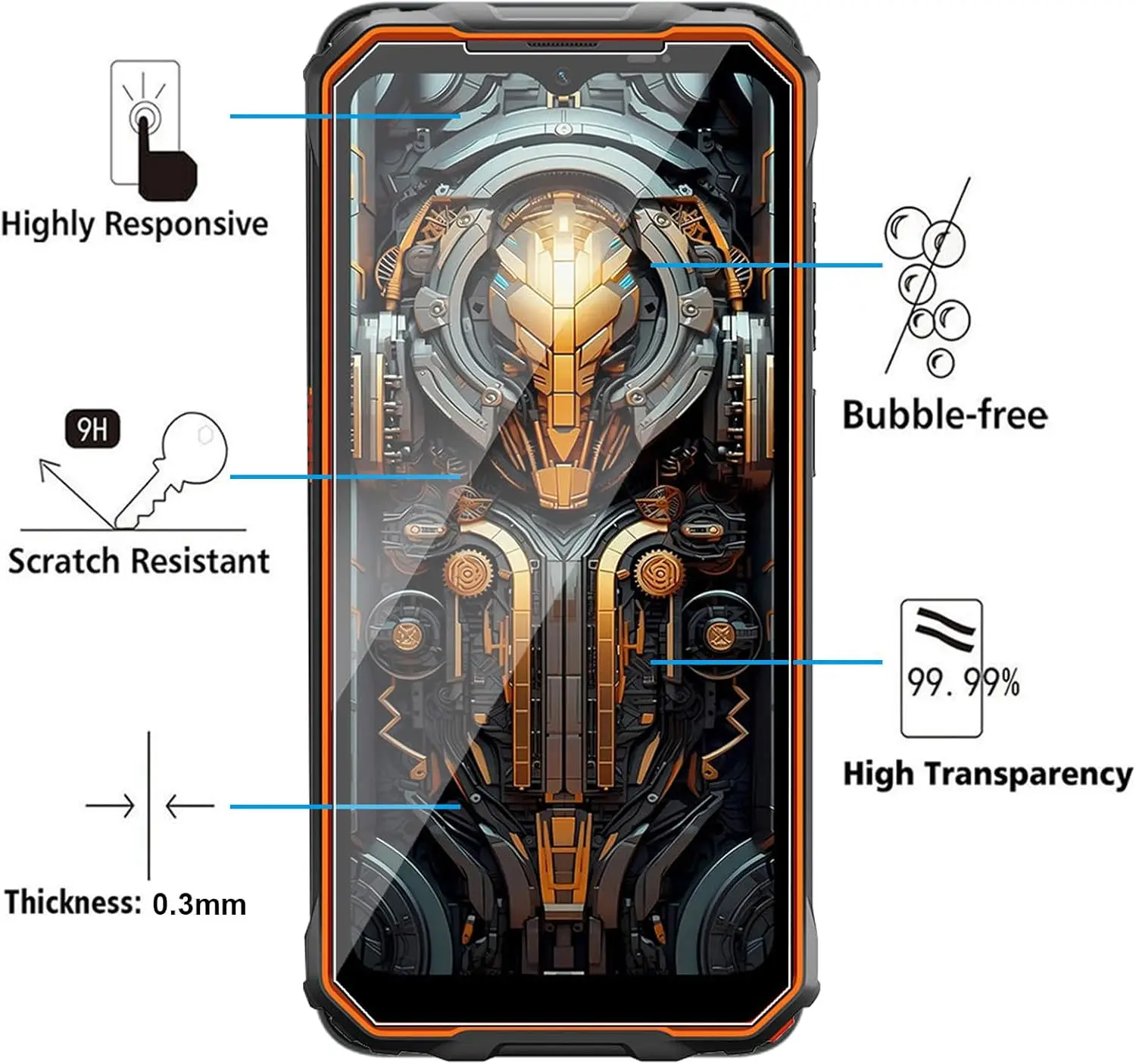 Protectores de pantalla 2.5D 9H de vidrio templado para Blackview Oscal Marine 2 (6,56") - imagen 3