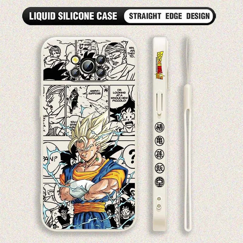 D-Dragon Ball Art Goku Saiyan para Xiaomi Poco X6 X5 X4 X3 M6 M5 M3 F6 F5 F4 F3 GT Pro 5G cubierta de la caja del teléfono de cuerda izquierda líquida - imagen 3