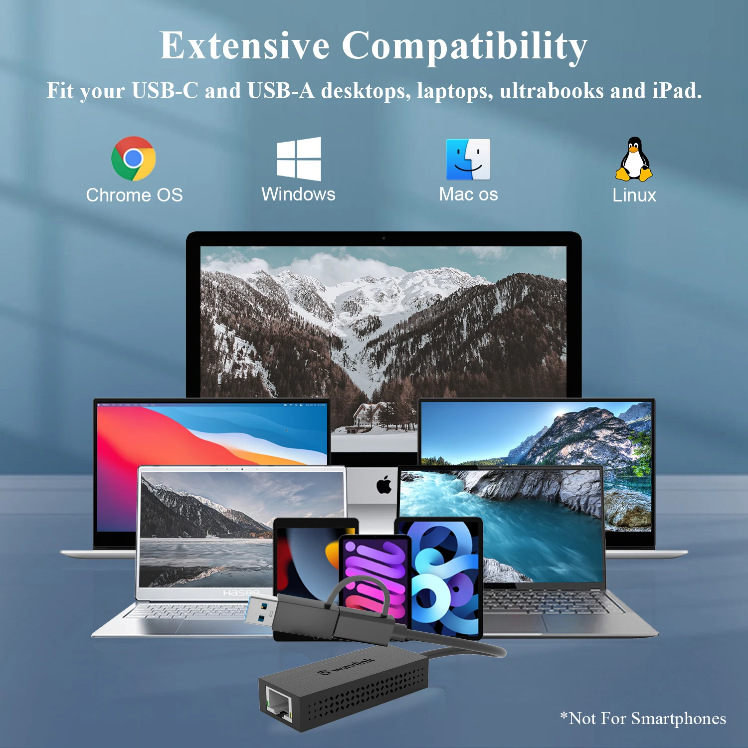 Wavlink 2500Mbps USB C 2,5G adaptador Ethernet Gigabit externo tipo C a RJ45 convertidor Ethernet Lan adaptador Hub 10/100/1000Mbps - imagen 5