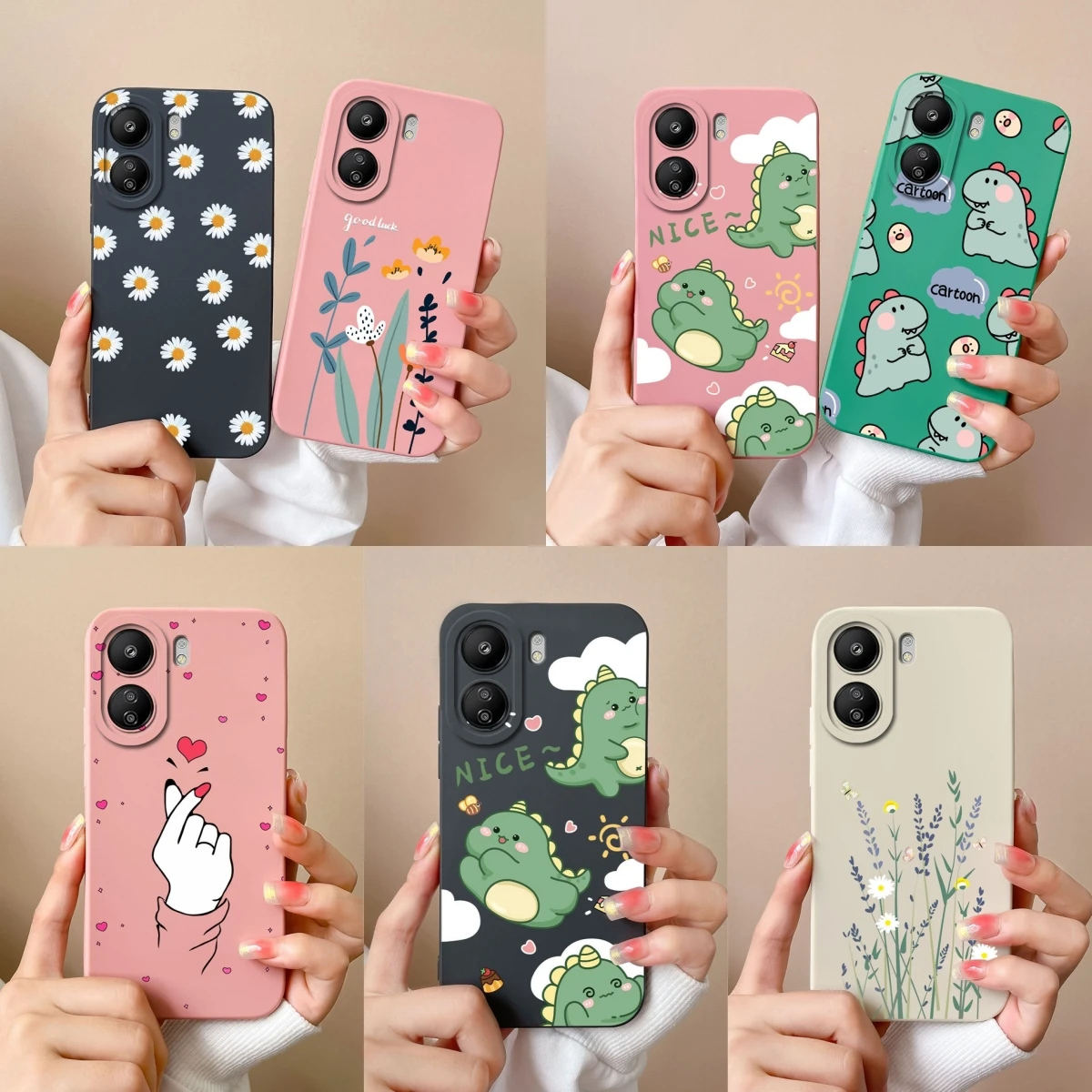 Para Xiaomi Poco C65 Funda de teléfono suave carcasa líquida moda mano corazón gesto Funda protectora para Xiaomi Poco C 65 Funda parachoques - imagen 2