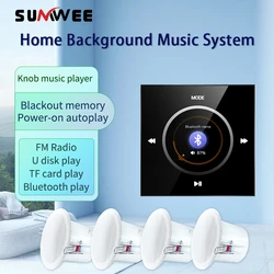 Amplificador de pared Bluetooth, Mini reproductor de música táctil con llave montada en la pared, Radio FM integrada, sistema de Audio inteligente para el hogar con altavoz de techo