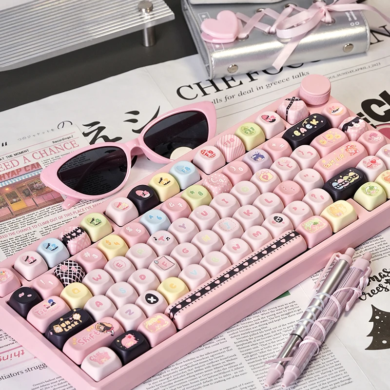 Juego de teclas con tema Guarding Sweetheart, perfil PBT MOA 132, teclas originales personalizadas hechas a mano para accesorios de teclado mecánico