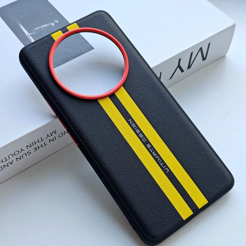 Para Honor X70 funda ELVEV pista amarilla sensación de piel PU cuero duro PC lente protección cubierta del teléfono - imagen 5