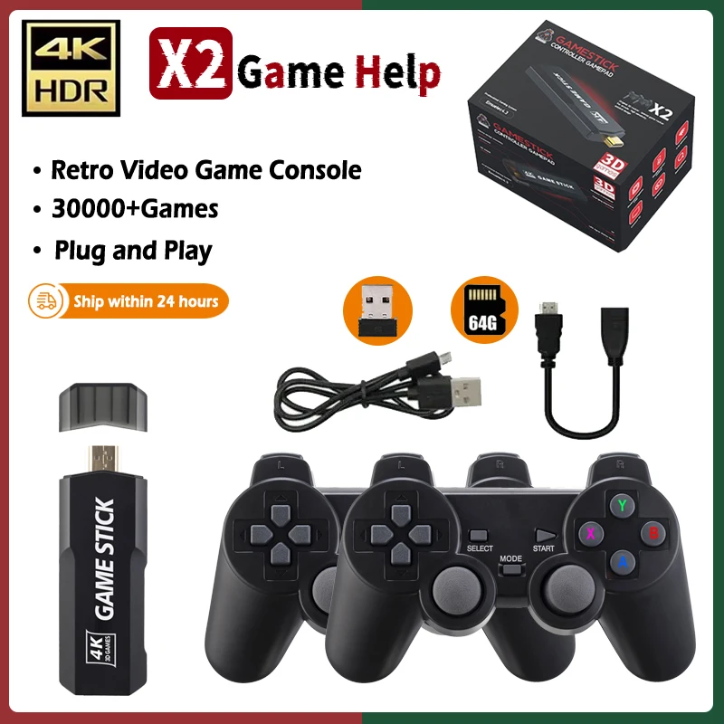 Consola de juegos Retro X2, sistema Emuelec4.3, controlador inalámbrico GD10, 64GB, 30000 juegos integrados/PS1/GB, Gif de Navidad