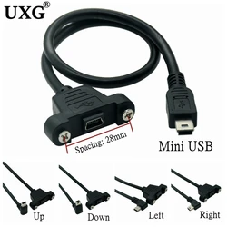 Cable Extensión USB Mini 90° Macho-Hembra Panel Montaje
