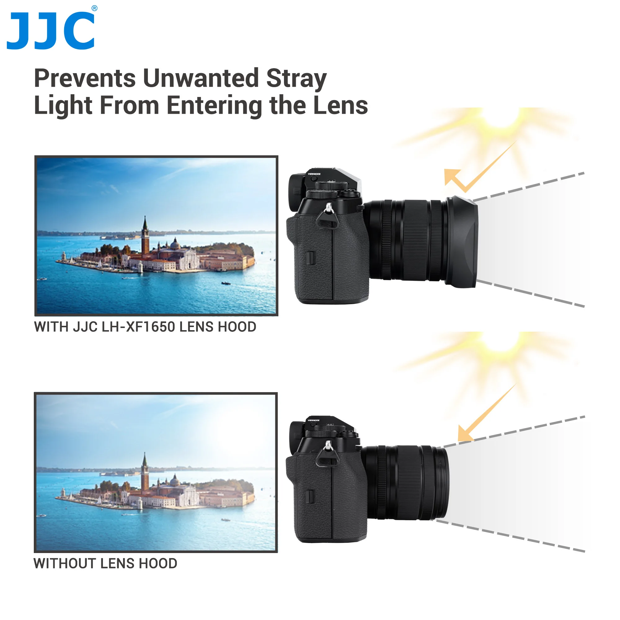 JJC parasol de lente de bayoneta cuadrada de Metal para Fujinon Fuji XF16-50mm F2.8-4.8 R LM WR parasol de lente con tapa de parasol de lente - imagen 3