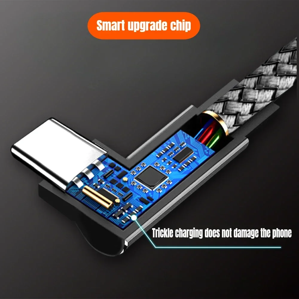 Cable USB C a USB tipo C para teléfono móvil PD 100W línea de carga rápida Cable de ángulo recto 3,0 datos de 90 grados 0,5 m/1m/2m/3m - imagen 4