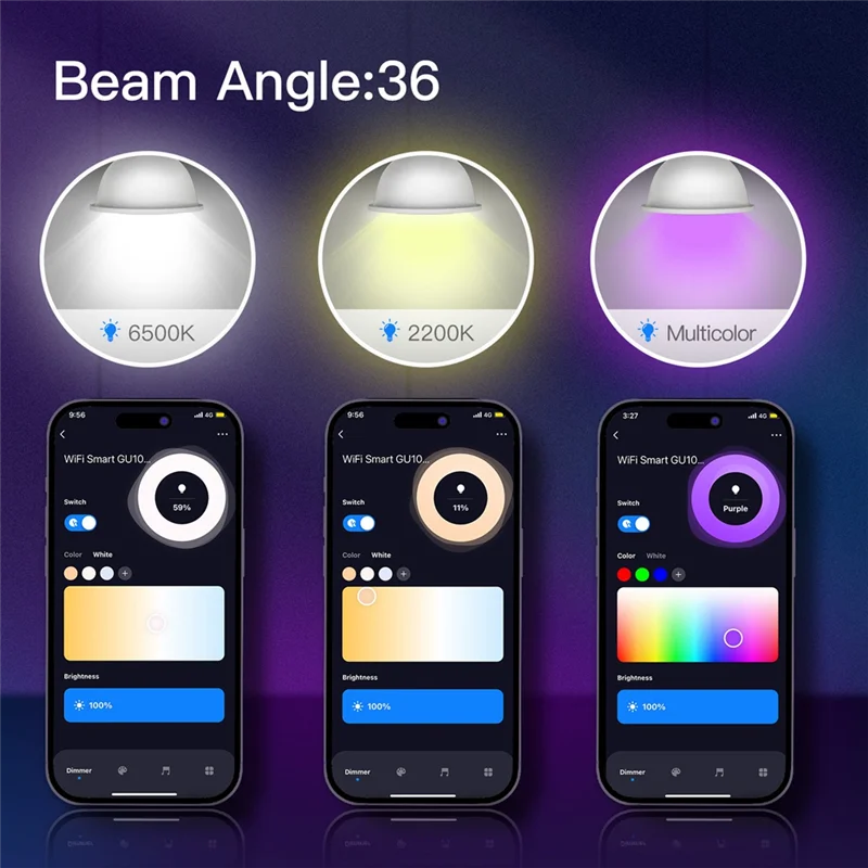 BTLIFE-Tuya GU10 WIFI Smart Life APP Control lámparas regulables bombillas para Alexa/Google Voice
