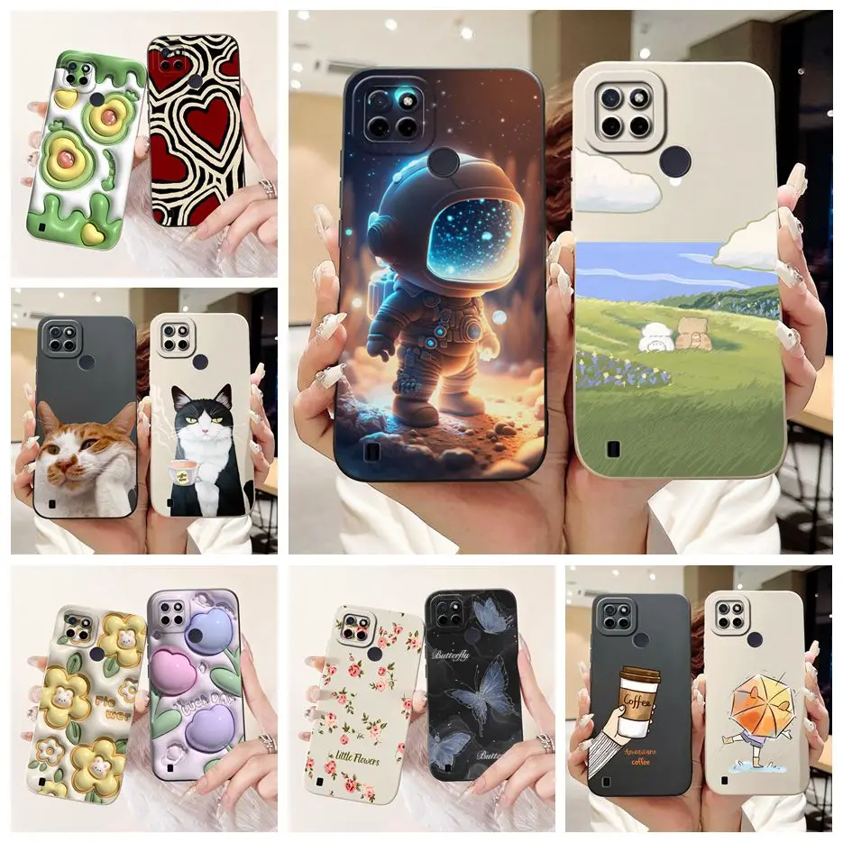 Para Realme C21Y C25Y funda de lujo pintada con caramelo funda de teléfono a prueba de golpes para Realme C21 C 21 Y RealmeC21Y RealmeC25Y bolsas suaves