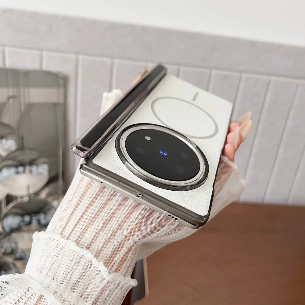 Para VIVO X Fold 5 funda de cuero PU bisagra magnética carga inalámbrica funda protectora trasera para VIVO X Fold5 carcasa de teléfono - imagen 4