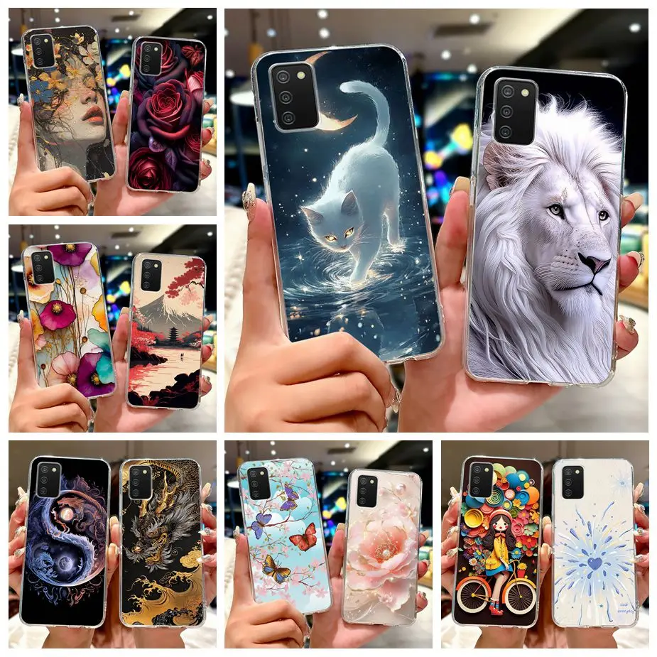 Para Samsung Galaxy A02s funda SM-A025F moda gato León pintado funda de silicona suave para Samsung A02s M 02s Galaxy M02s Shell