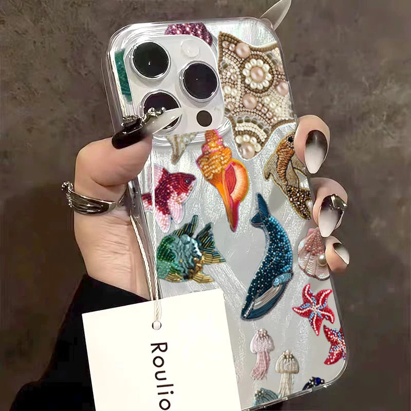 Funda de teléfono con patrón de elementos oceánicos con personalidad para Samsung Galaxy S25 Ultra S24 FE S23 Plus S22 S21 A56 A36 A26 A35 A55 A54 - imagen 5