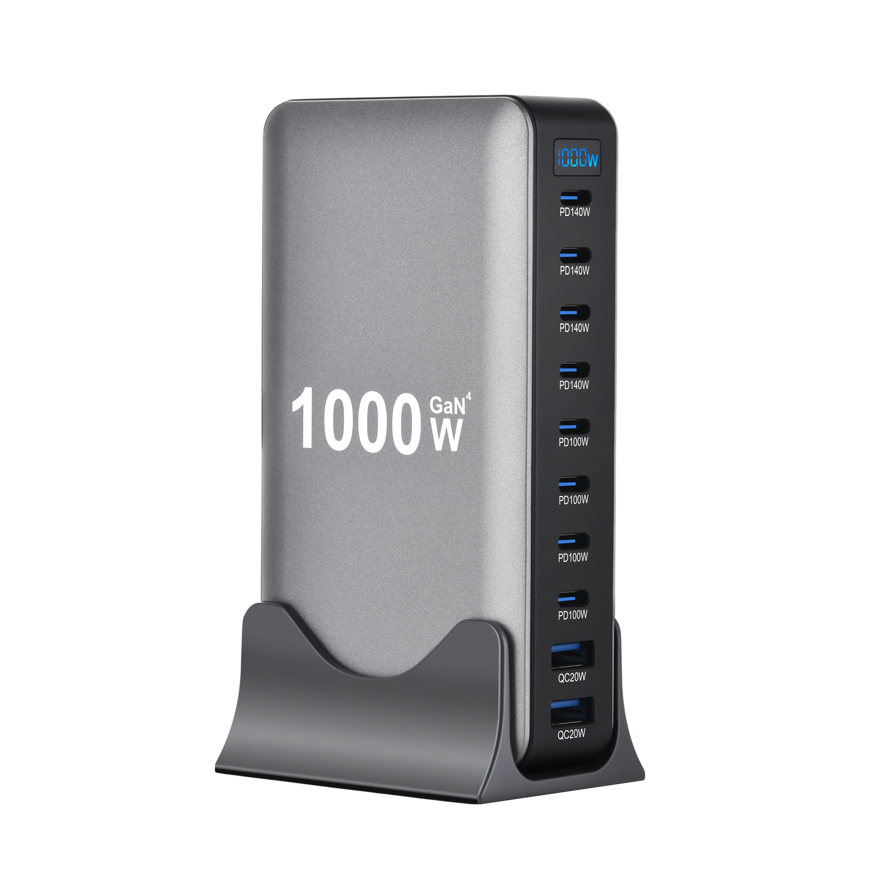 2025 nuevo cargador rápido GaN de 1000W PD3.1 USB tipo C adaptador de estación de carga rápida de escritorio de 10 puertos para móviles y tabletas Dropshipping