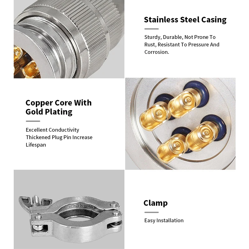 Enchufe de aviación de acero inoxidable KF25/40, conector sinterizado de vidrio al vacío resistente al agua, brida de sello de Gas, junta de instalación rápida - imagen 5
