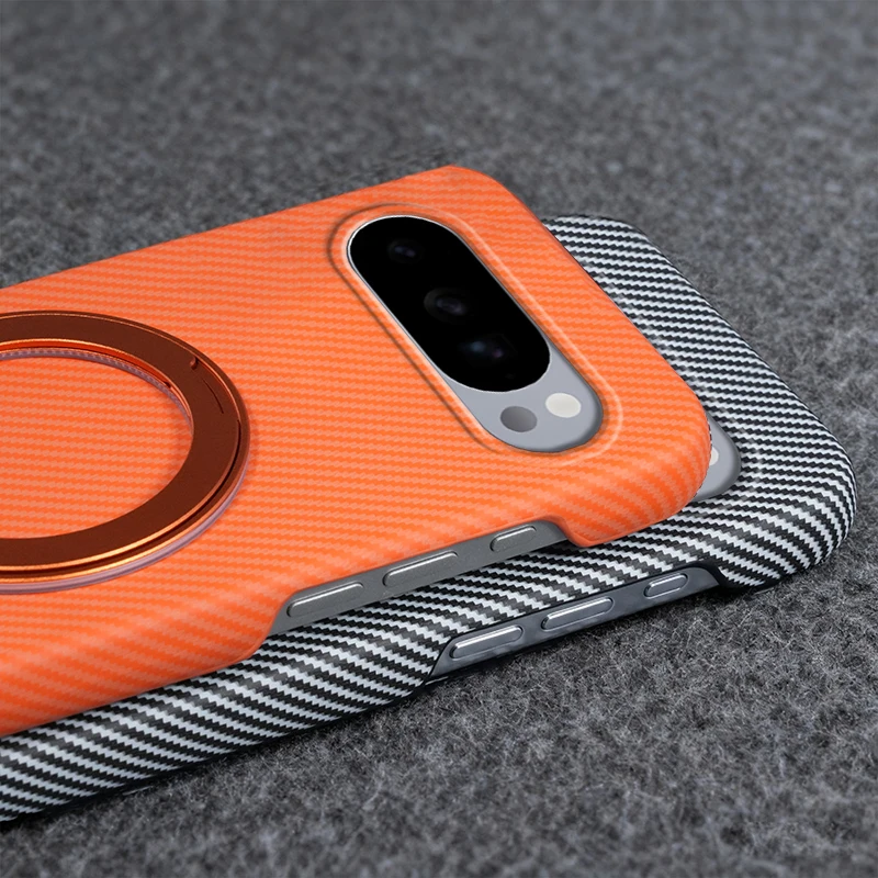 Para Google Pixel 10 Pro XL funda dura de PC anillo de fibra de carbono soporte magnético funda protectora trasera para Pixel 10 9 Pro XL 9A Shell - imagen 5