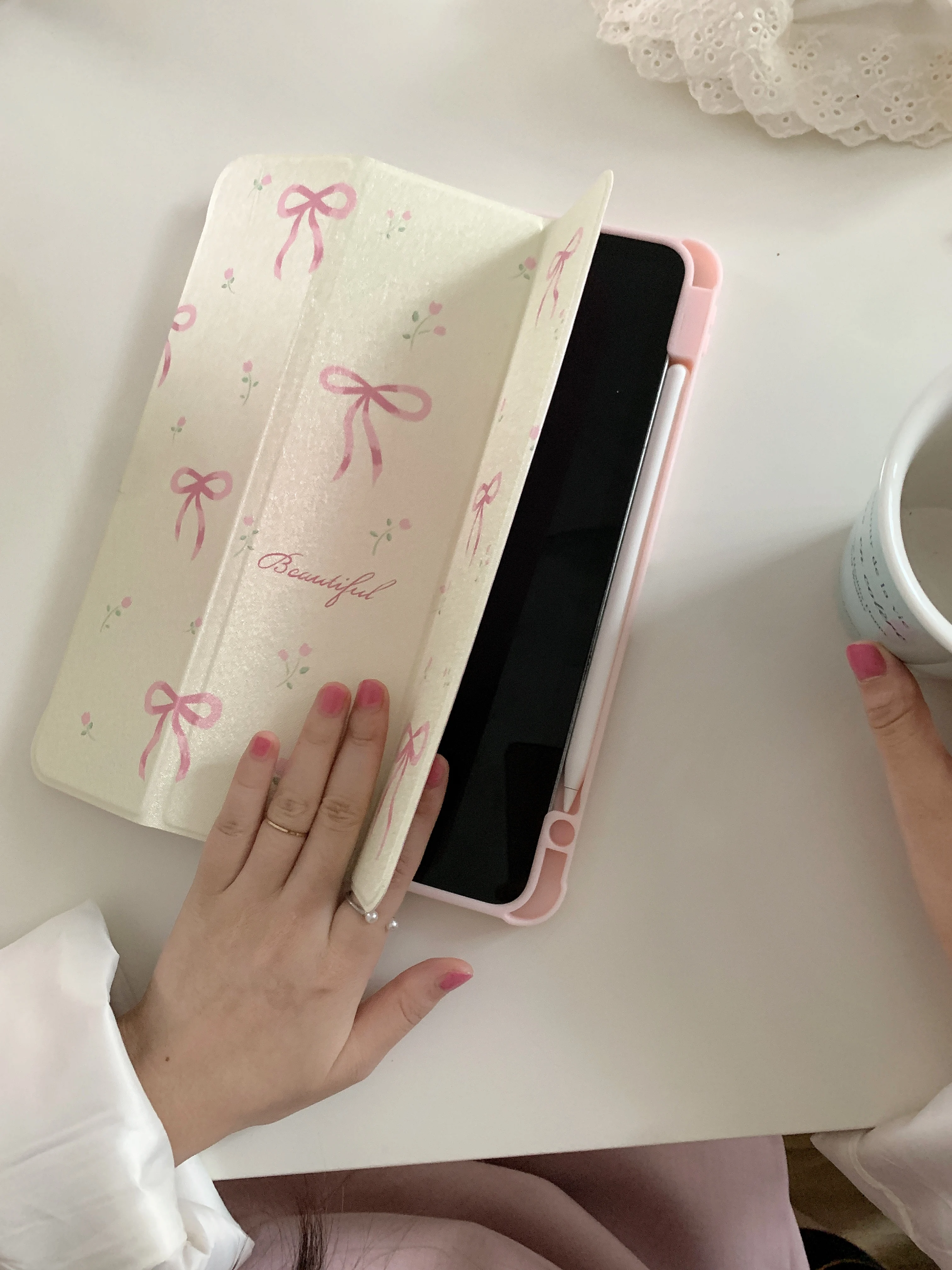 Funda acrílica transparente Floral para iPad A16 11th 10th 10,2 9,7 10,5 Pro 11 12,9 13 Air 11 13 5 4 Mini 6 7Case con ranura para lápiz - imagen 3