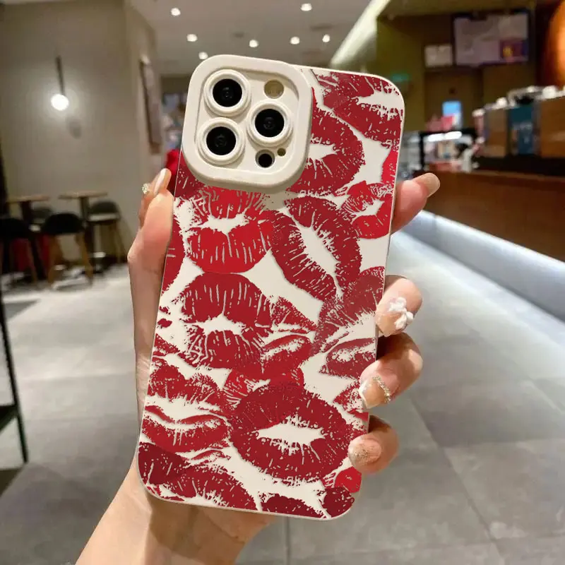 Funda de teléfono con pantalla completa de pupila de lujo con labios rojos sexys para iPhone 16 15 14 13 12 11 X XR Xs 8 7 Plus Pro Max, funda trasera de silicona - imagen 3