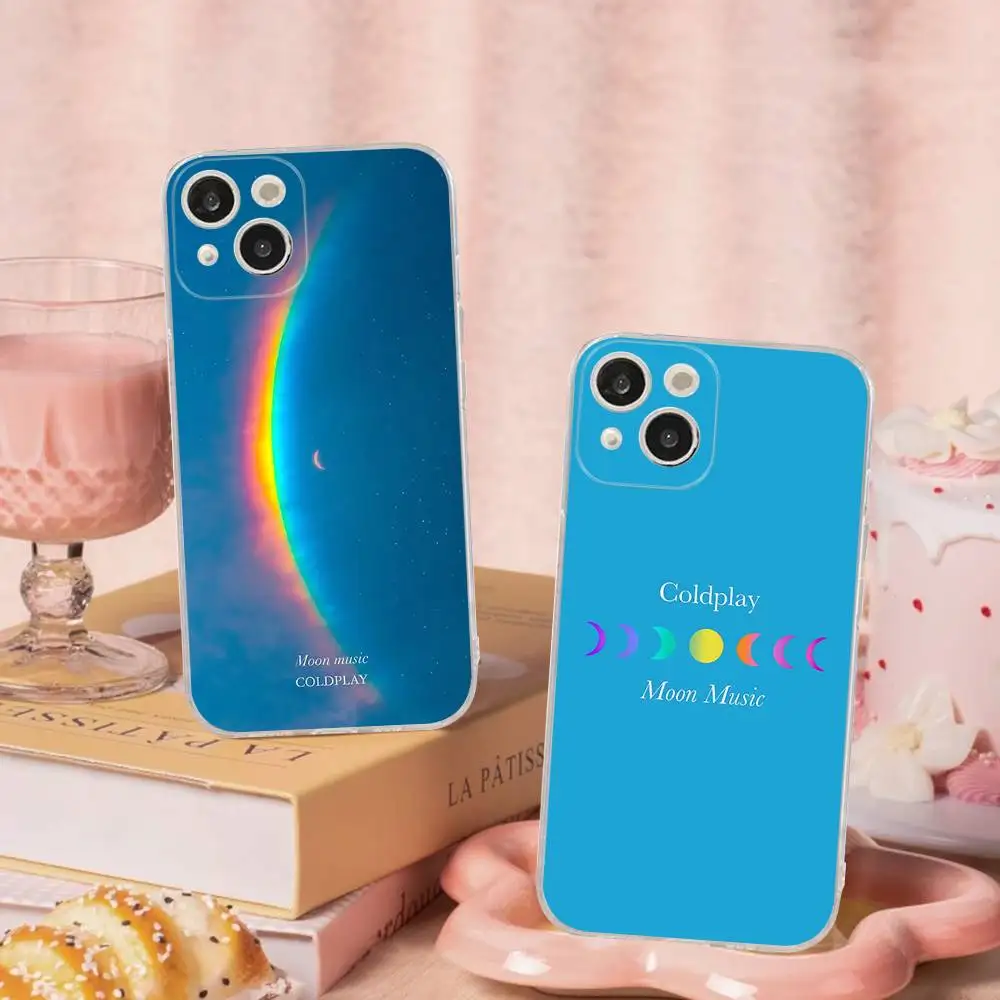 Funda de teléfono transparente con banda Moon Music Coldplay para IPhone 16, 15, 14, 13, 12, 11 Pro Max Plus, funda suave - imagen 3